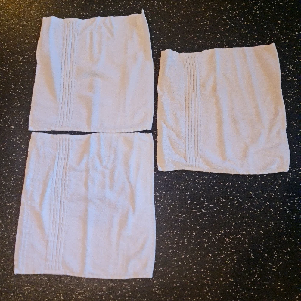 Washcloths White Turkish Luxury Collection 65% Cotton 35% Modal Like New Set/3